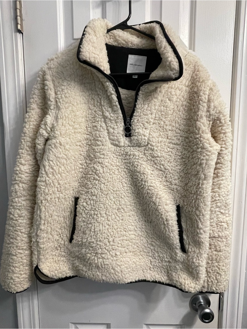 Thread & Supply Wubby Sherpa Fleece Quarter-Zip Pullover - Cream / Ivory